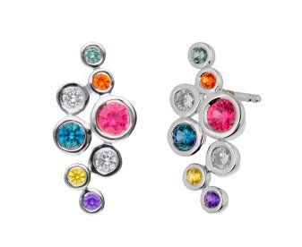 18ct White Gold 0.53ct Rainbow Sapphire & 0.15ct Diamond Fancy Bubble Earrings