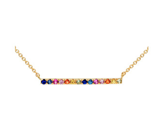9ct Yellow Gold Rainbow Sapphire Necklace
