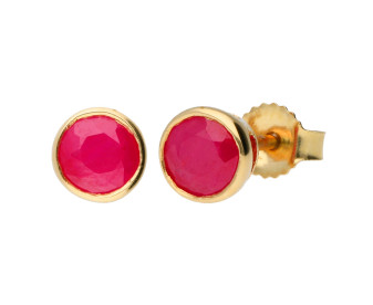 9ct Yellow Gold 5mm Ruby Solitaire Round Shape Stud Earrings