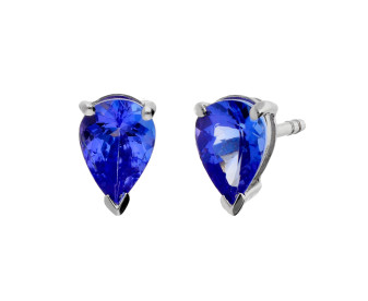 9ct White Gold 7mm Tanzanite Solitaire Stud Earrings