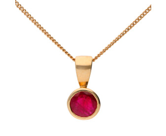 9ct Yellow Gold 5mm Ruby Solitaire Round Shape Stud Pendant 
