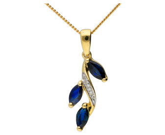 9ct Yellow Gold Sapphire & Diamond Pendant