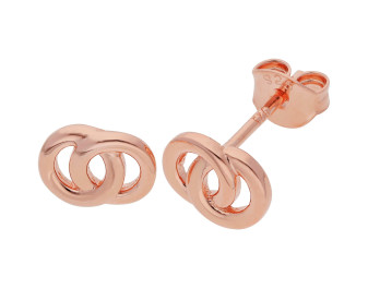 Sterling Silver & Rose Vermeil Interlocking Circles Stud Earrings