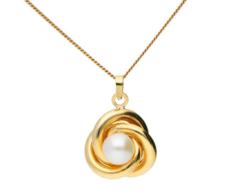 9ct Yellow Gold Fresh Water Pearl Knot Pendant
