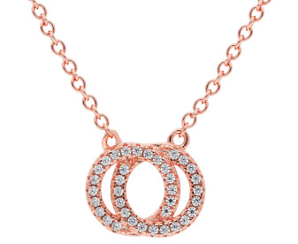 Cubic Zirconia & Rose Gold Plated Sterling Silver Necklace