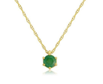 9ct Yellow Gold Emerald Solitaire Pendant