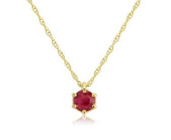 9ct Yellow Gold Ruby Solitaire Pendant