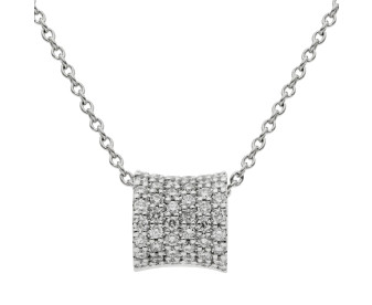 18ct White Gold Diamond Pave Barrel Necklace