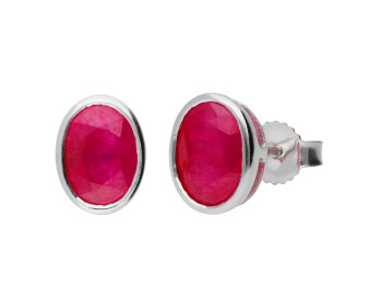 9ct White Gold 7mm Oval Ruby Solitaire Stud Earrings