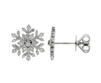18ct White Gold Diamond Snowflake Stud Earrings