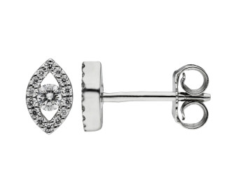 18ct White Gold & Diamond Marquise Stud Earrings