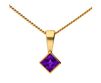 9ct Yellow Gold 0.10ct Amethyst Pendant