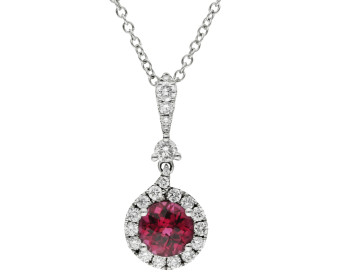 18ct White Gold Diamond & 1.15ct Garnet Pendant