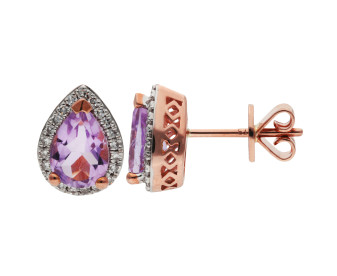 9ct Rose Gold 1.20ct Amethyst Stud Earrings