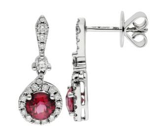 18ct White Gold 1.25ct Garnet Drop Earrings