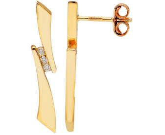 9ct Yellow Gold Diamond Ribbon Drop Earrings
