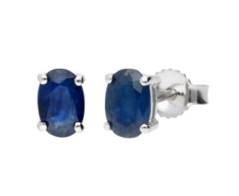 9ct White Gold 1.10ct Sapphire Solitaire Stud Earrings