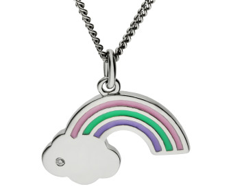 Sterling Silver & Diamond Children's Rainbow Necklace