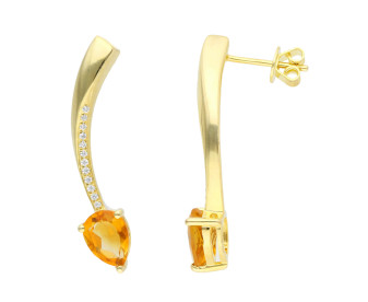 Sterling Silver & Yellow Gold Vermeil 1.70ct Ctirine Shooting Star Earrings