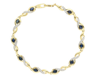 9ct Yellow Gold Diamond Oval Sapphire Bracelet