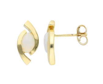 9ct Yellow Gold Opal Twist Stud Earrings