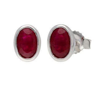 9ct White Gold 1.10ct Ruby Solitare Stud Earrings