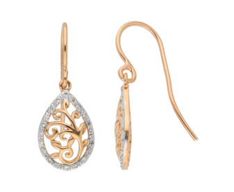 9ct Rose Gold Diamond Drop Earrings