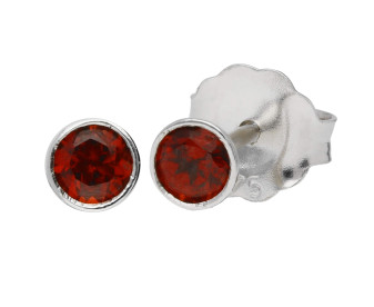9ct White Gold 3mm Garnet Solitaire Round Shape Stud Earrings 