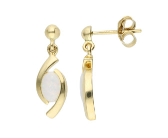 9ct Yellow Gold Opal Twist Drop Earrings