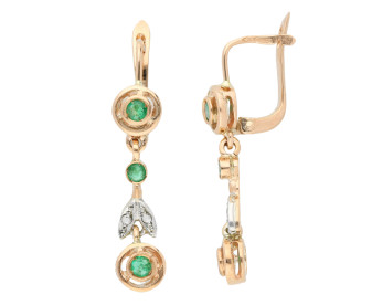 Handcrafted Italian 0.60ct Emerald & Diamond Fancy Drop Earrings