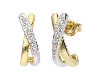 9ct Yellow Gold Diamond Pave Kiss Stud Earrings