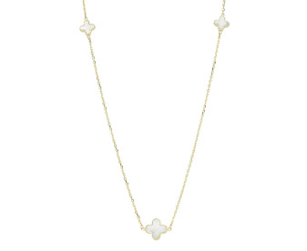 9ct Yellow Gold Mother Of Pearl Quatrefoil Necklace