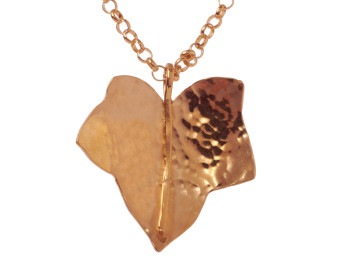 Sterling Silver & Rose Gold Vermeil Medium Leaf Pendant