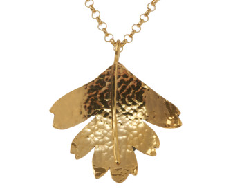 Sterling Silver & Yellow Gold Vermeil Hawthorn Small Leaf Pendant