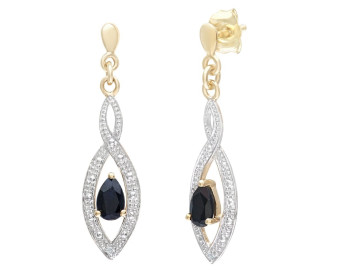 9ct Yellow Gold Sapphire & Diamond Earrings