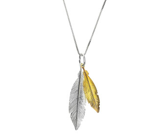 Sterling Silver & Gold Plated Double Feather Pendant