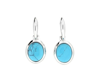 Sterling Silver & Turquoise Oval Drop Earrings
