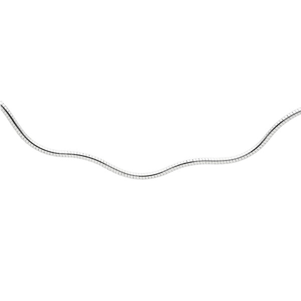 9ct White Gold Flat Wave Omega Chain Necklace