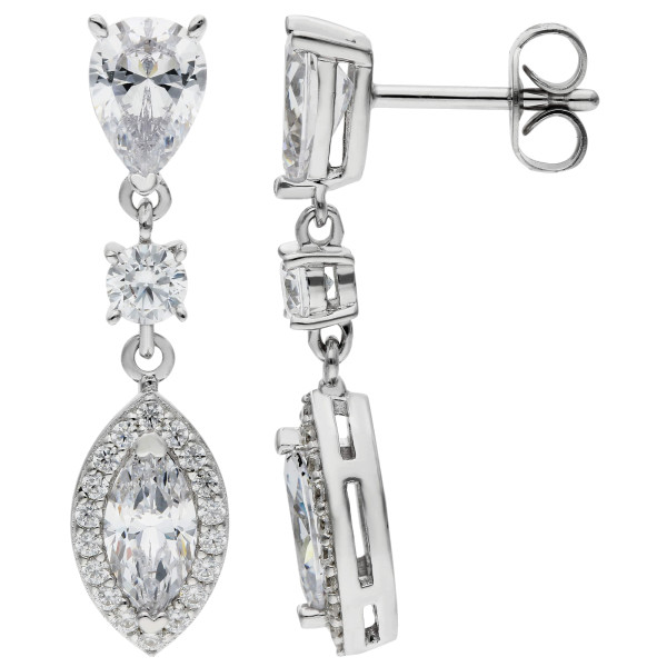 Sterling Silver 4.08ct Cubic Zirconia Drop Earrings