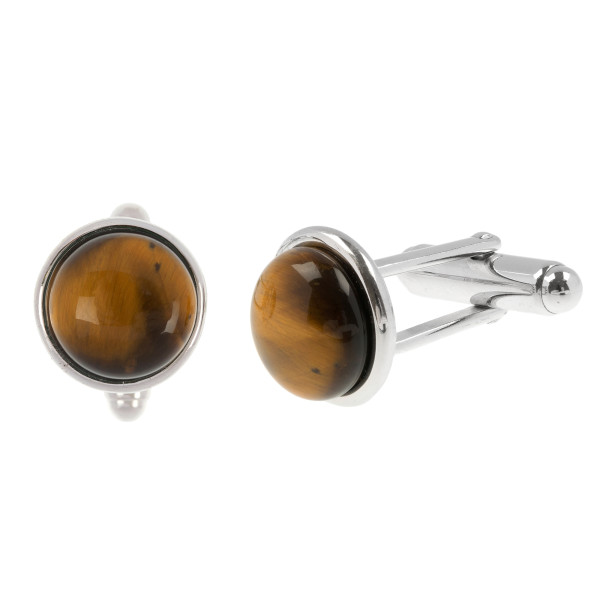 Sterling Silver Tigers-Eye Bar Cufflinks