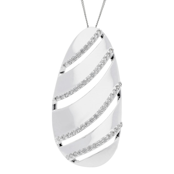 Sterling Silver Sculptured Shape Cubic Zirconia Pendant