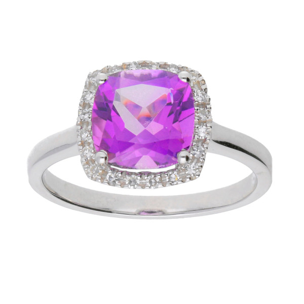 9ct White Gold 2.00ct Amethyst Halo Ring