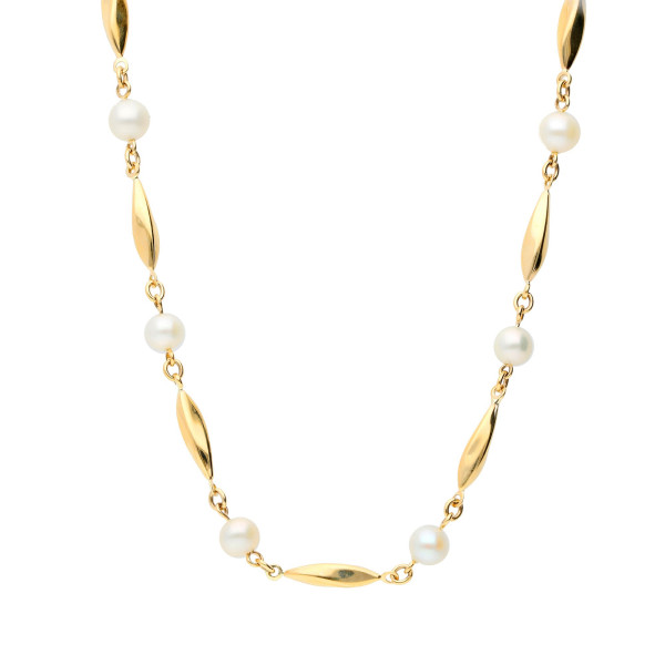 9ct Yellow Gold Fancy Link Pearl Bracelet