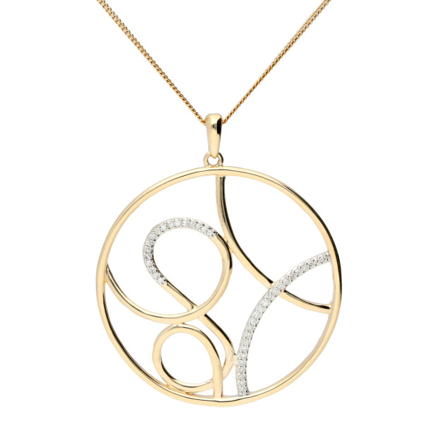 9ct Yellow Gold Diamond Contemporary Pendant