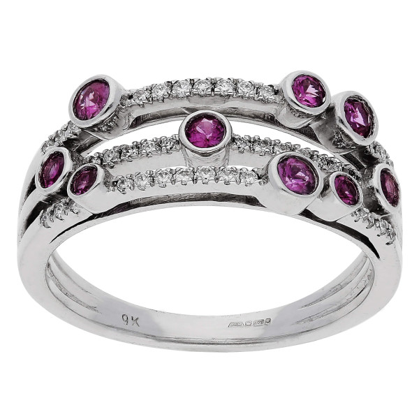 9ct White Gold 0.43ct Sapphire Bubble Ring