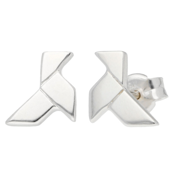 18ct White Gold Origami Bird Stud Earrings