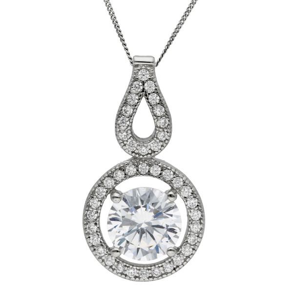 Sterling Silver Fancy Cubic Zirconia Pendant 