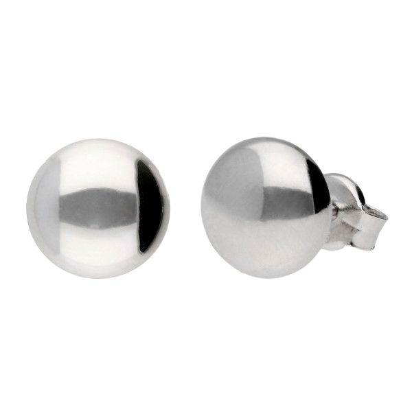 9ct White Gold 8mm Round Button Stud Earrings