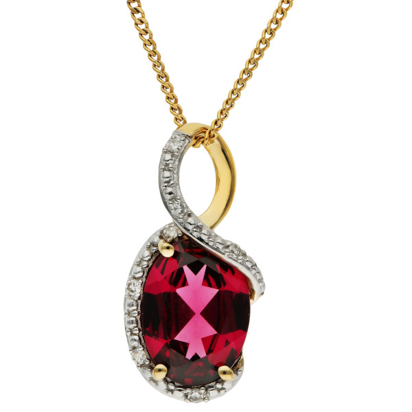 9ct Yellow Gold Diamond & Garnet Pendant