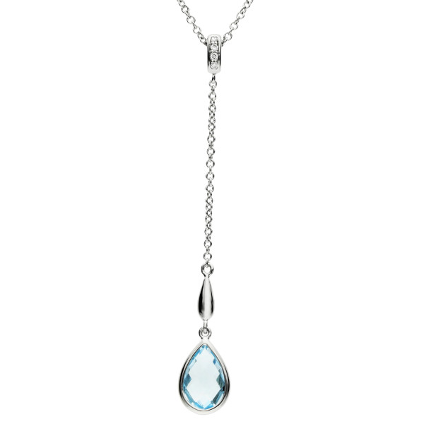 18ct White Gold Blue Topaz & Diamond Necklace